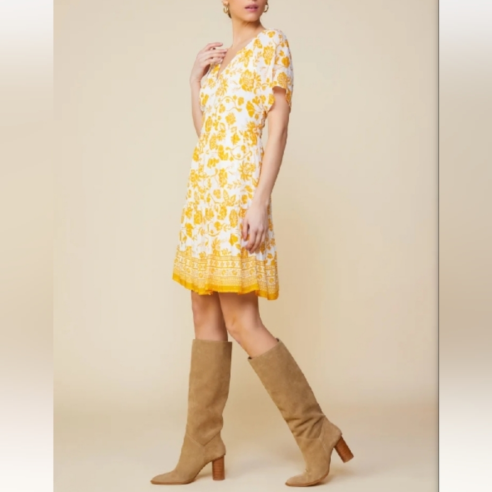 Skies Are Blue Floral Yellow Dress - Picture 3 of 7
